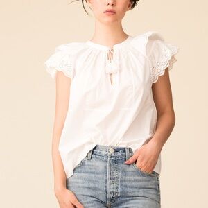 Ulla Johnson Elm Short Sleeve Eylet Blouse L